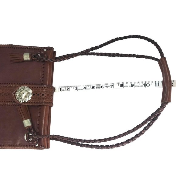 Shoulder Bag Two Handle Brown Leather Southwestern Concho Handmade Morocco - Picture 8 of 15